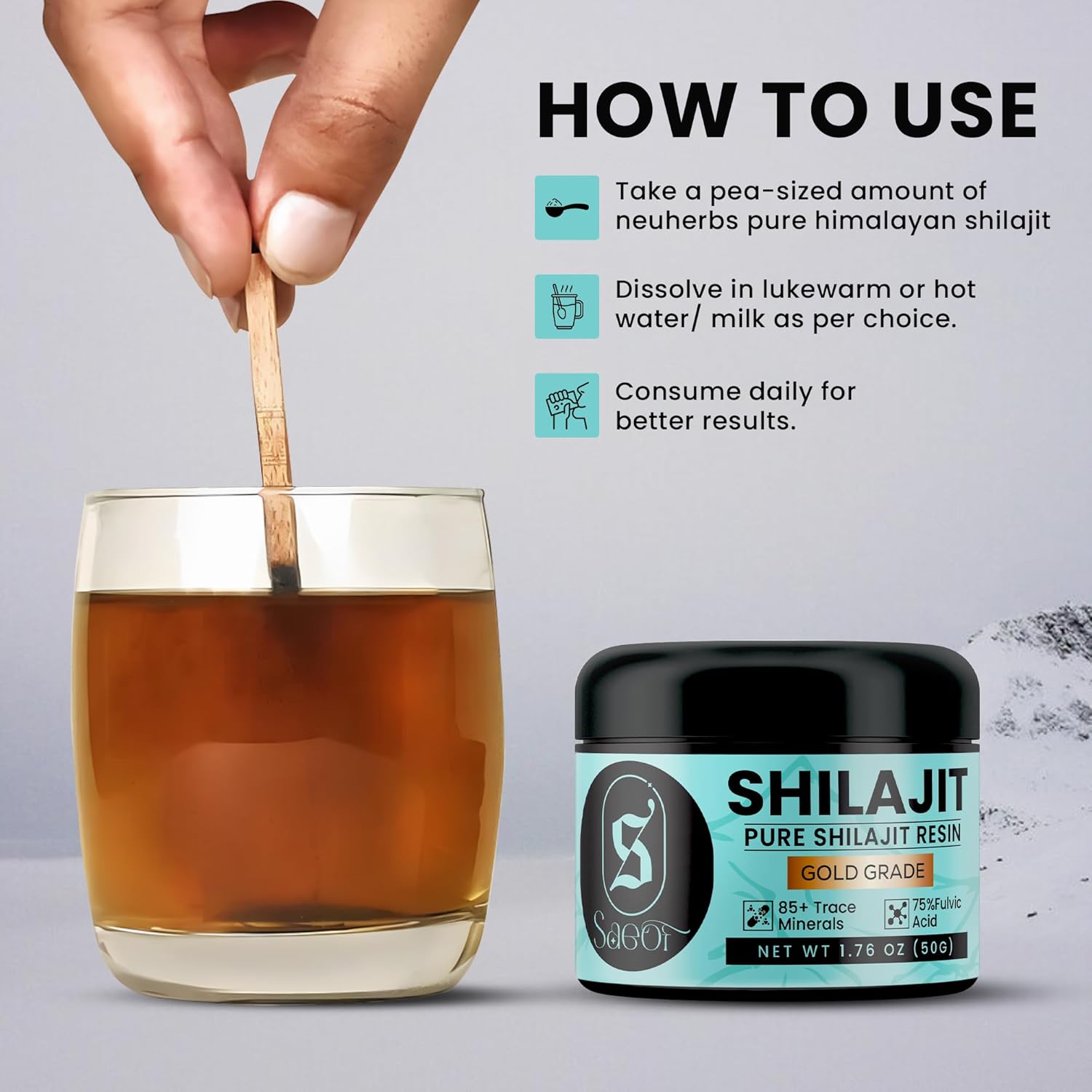 Organic Pure Himalayan Shilajit Resin Gold | 75% Fulvic Acid | 85+ Traced Minerals | Energy Booster | Immune Support | 50g
