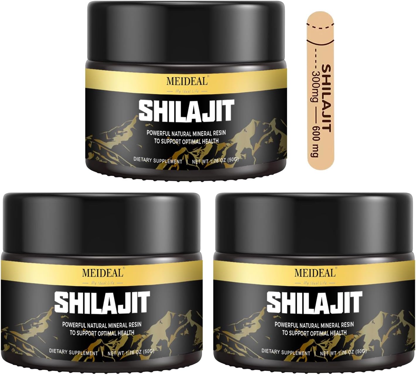 Organic Pure Himalayan Shilajit Resin | Gold Grade with 85+ Trace Minerals | Fulvic Acid Supplement for Better Health | 50g (3 Pcs)