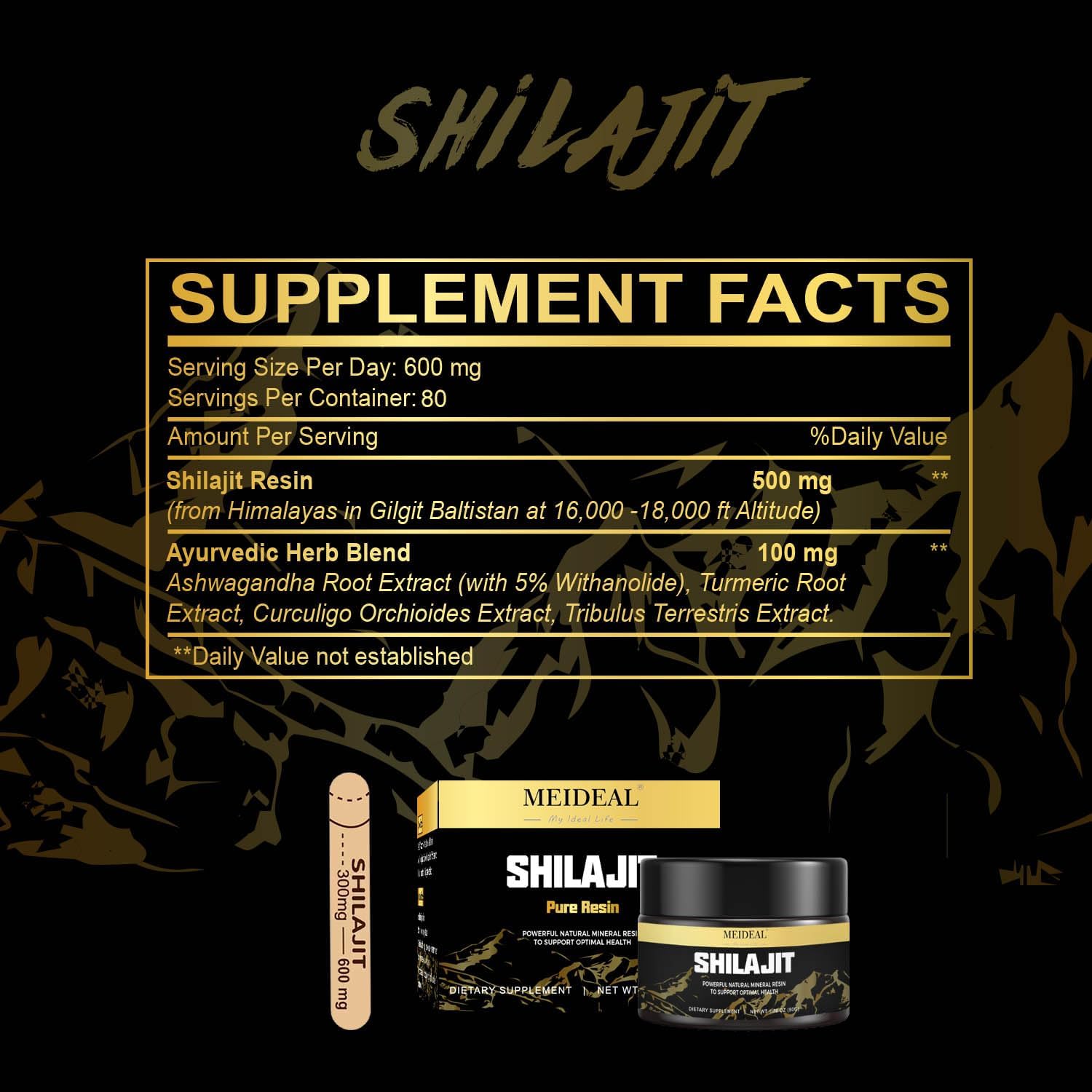 Organic Pure Himalayan Shilajit Resin | Gold Grade with 85+ Trace Minerals | Fulvic Acid Supplement for Better Health | 50g (3 Pcs)