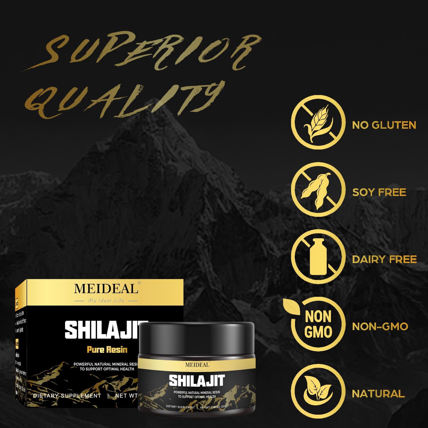 Organic Pure Himalayan Shilajit Resin | Gold Grade with 85+ Trace Minerals | Fulvic Acid Supplement for Better Health | 50g (3 Pcs)