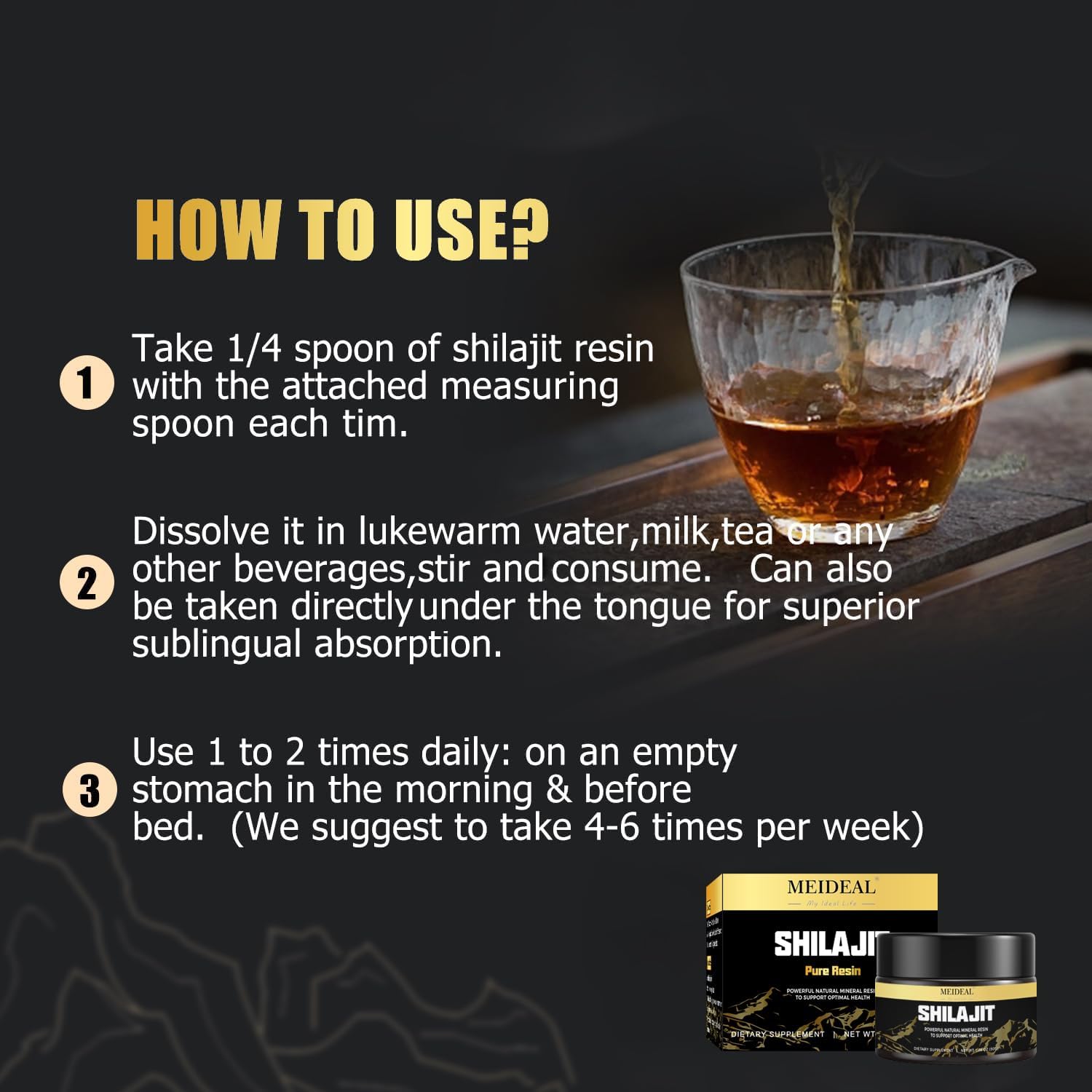 Organic Pure Himalayan Shilajit Resin | Gold Grade with 85+ Trace Minerals | Fulvic Acid Supplement for Better Health | 50g (3 Pcs)