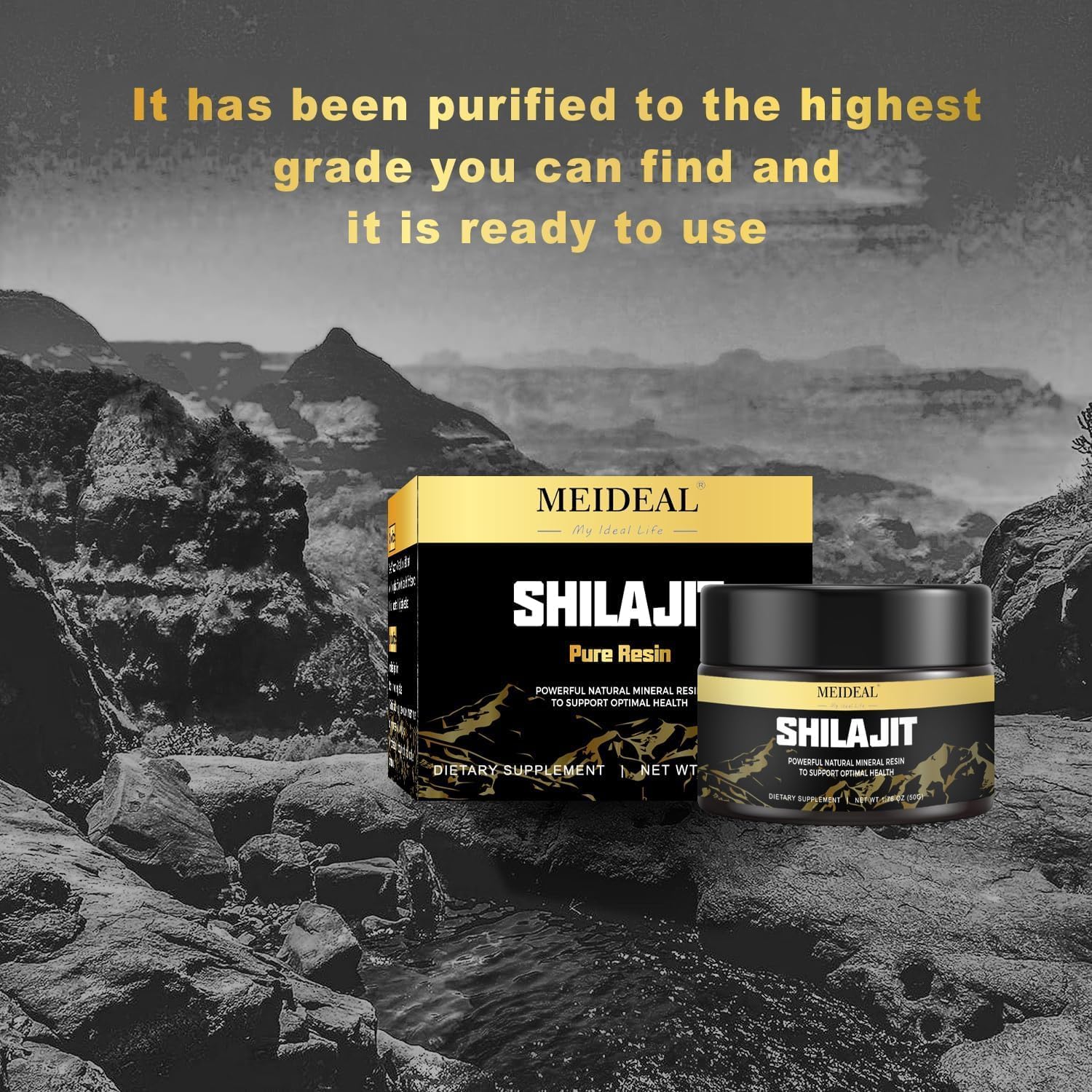 Organic Pure Himalayan Shilajit Resin | Gold Grade with 85+ Trace Minerals | Fulvic Acid Supplement for Better Health | 50g (3 Pcs)