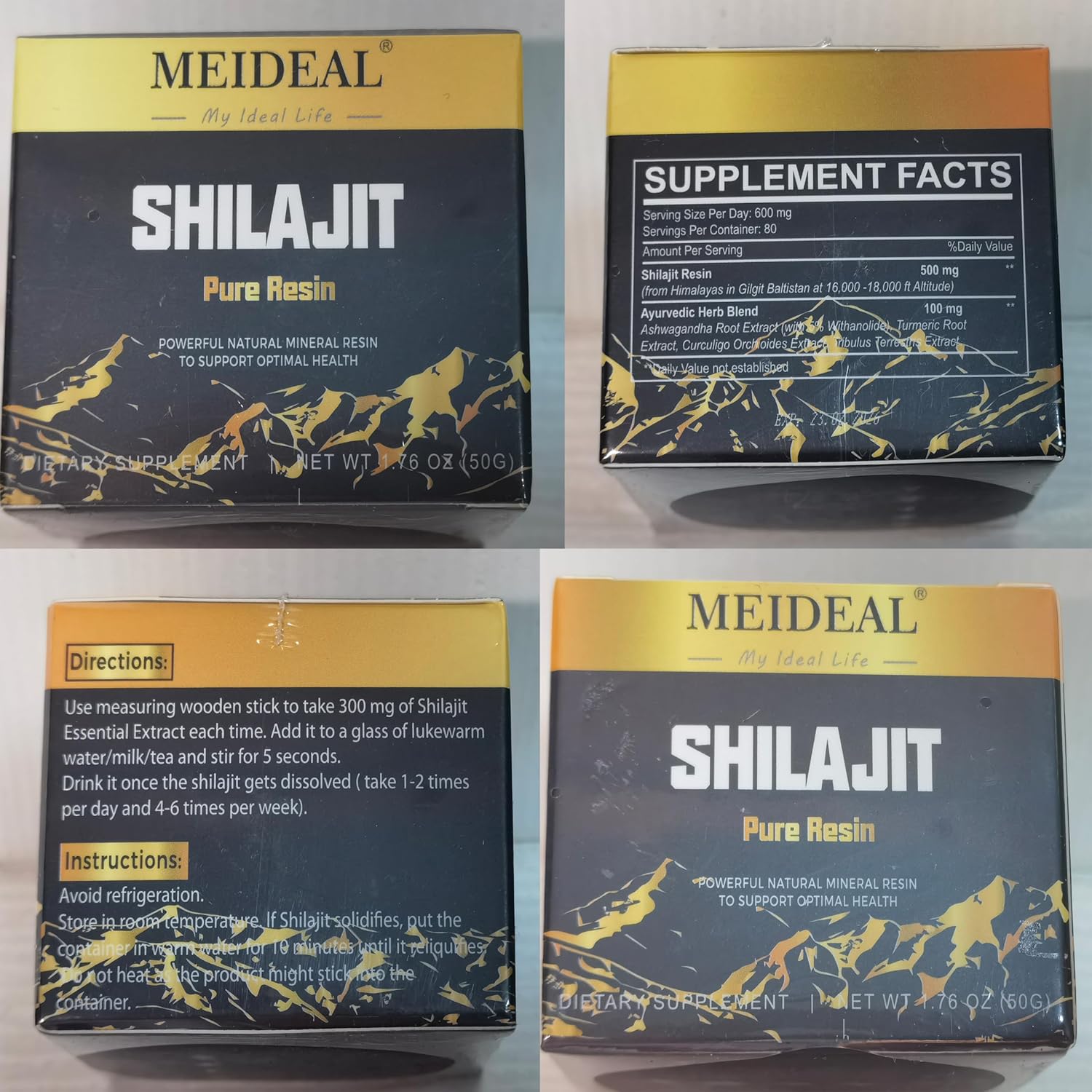 Organic Pure Himalayan Shilajit Resin | Gold Grade with 85+ Trace Minerals | Fulvic Acid Supplement for Better Health | 50g (3 Pcs)