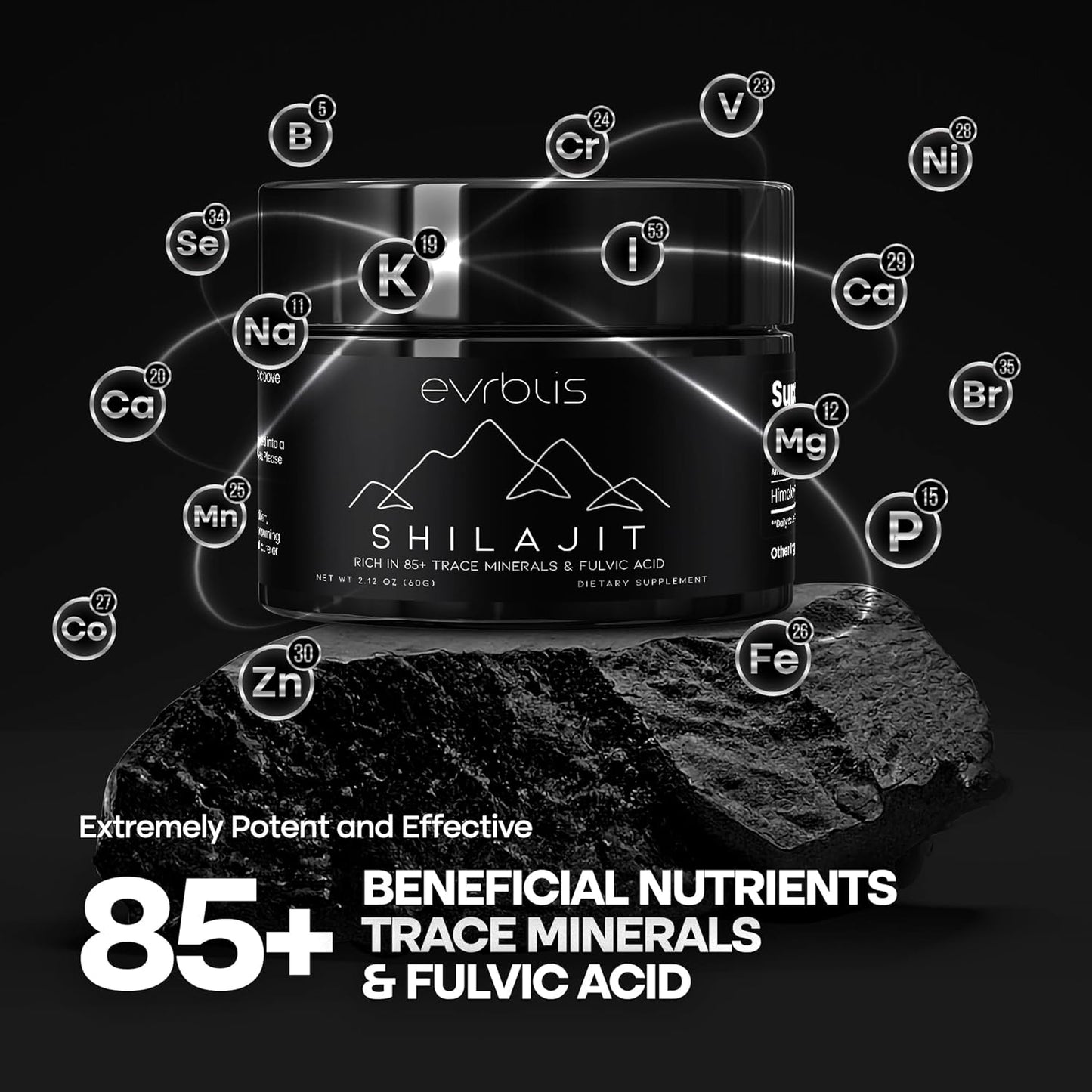 Organic Pure Himalayan Shilajit Resin Supplement for Energy & Immune Support - Max Potency Gold Grade Formula with 85+ Minerals & Fulvic Acid - 60g, 120 Servings
