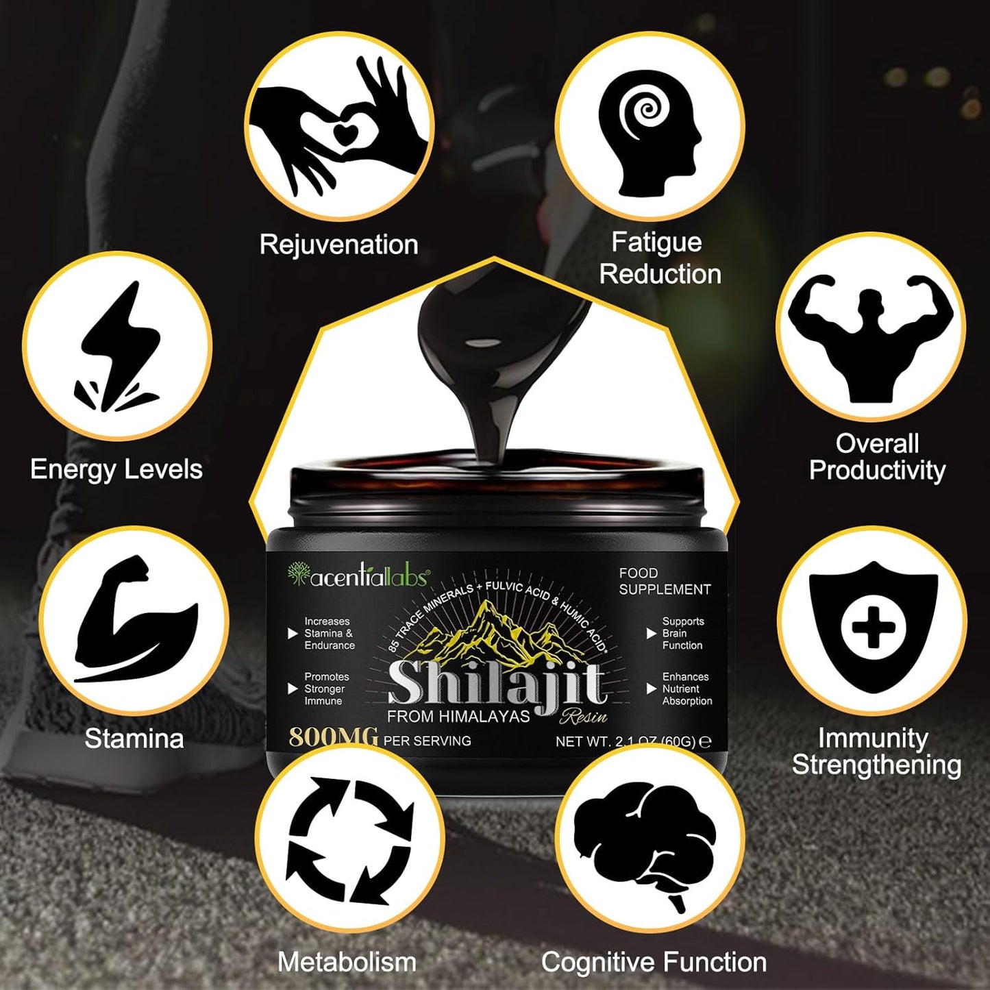 Organic Pure Himalayan Xaarty Shilajit: Rich in 85+ Trace Minerals and Humic Acid, Boosts Metabolism, Fights Fatigue, Immune Support - 2.1 OZ