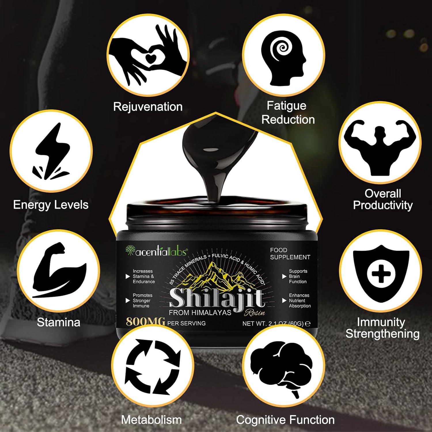Organic Pure Himalayan Xaarty Shilajit: Rich in 85+ Trace Minerals and Humic Acid, Boosts Metabolism, Fights Fatigue, Immune Support - 2.1 OZ