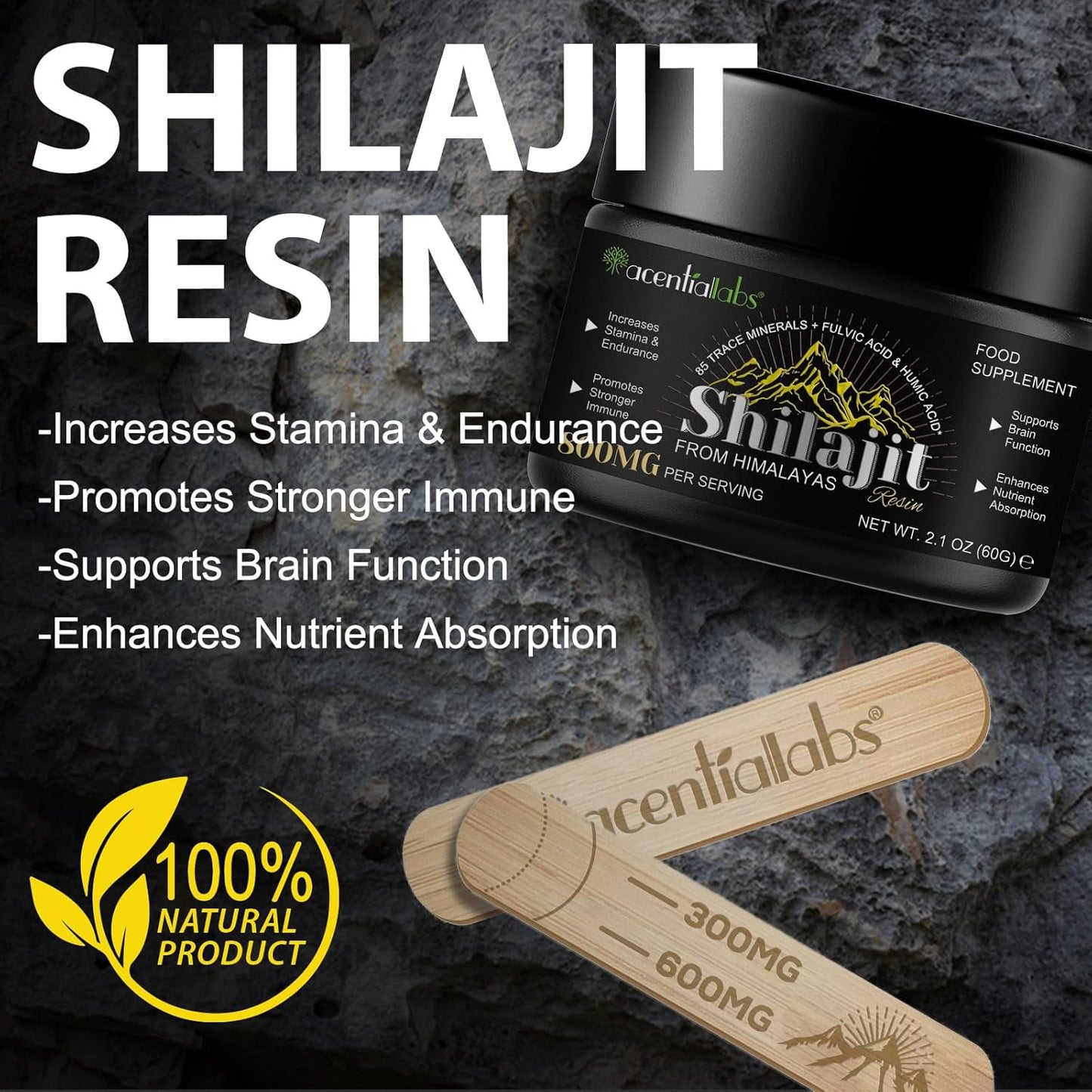 Organic Pure Himalayan Xaarty Shilajit: Rich in 85+ Trace Minerals and Humic Acid, Boosts Metabolism, Fights Fatigue, Immune Support - 2.1 OZ