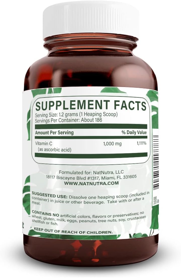 Organic Pure Vitamin C Crystal Powder - Immunity Boost, Capillary Strength, Iron Absorption - Non-GMO, Herbicide & Pesticide Free - 8 Oz