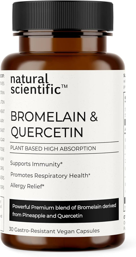 Organic Quercetin with Bromelain Capsules - Vegan, Non-GMO, Gluten-Free Supplement - Pineapple & Sophora Japonica - 30 Capsules