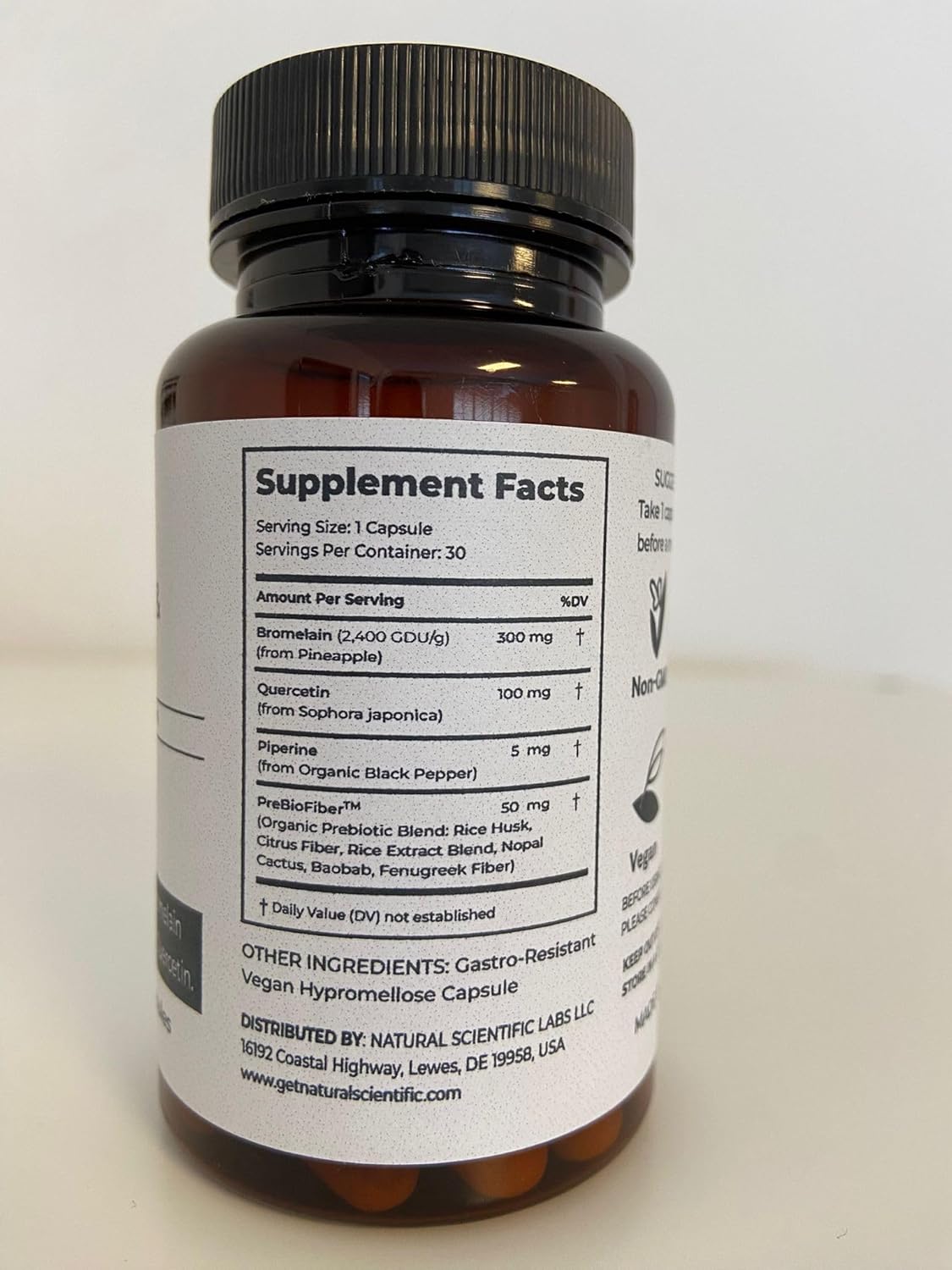 Organic Quercetin with Bromelain Capsules - Vegan, Non-GMO, Gluten-Free Supplement - Pineapple & Sophora Japonica - 30 Capsules