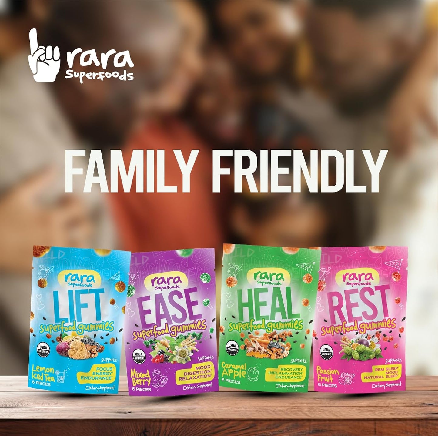 Organic Rara Superfoods Rest Gummies: Natural Sleep & Cognitive Support with Ashwagandha & Chamomile - Vegan & Gluten-Free (6 Gummies)