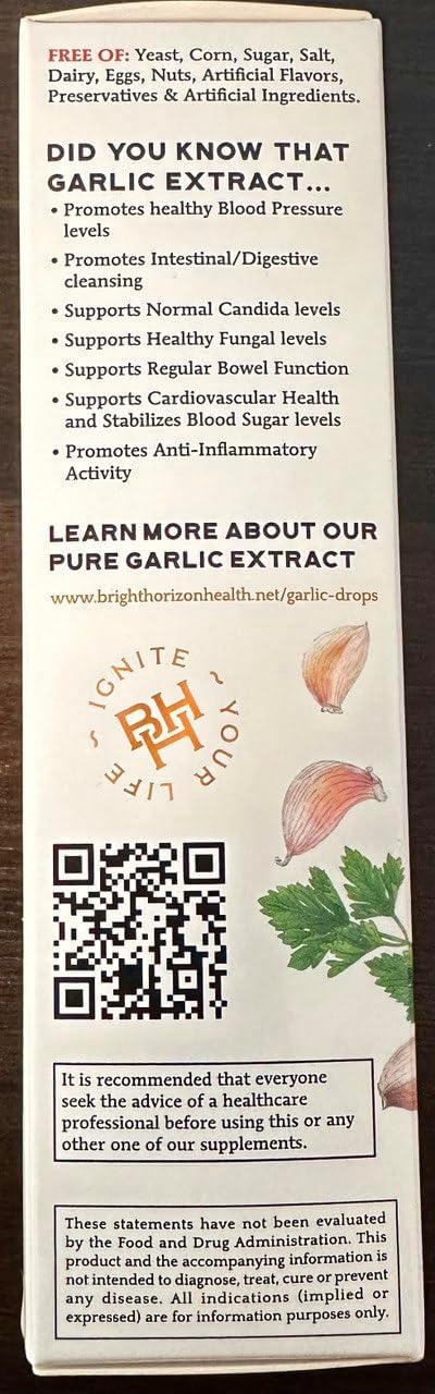 Organic Raw Garlic Extract Liquid Supplement with Allicin for Immune Support - 1 fl oz Vegan Friendly Formula