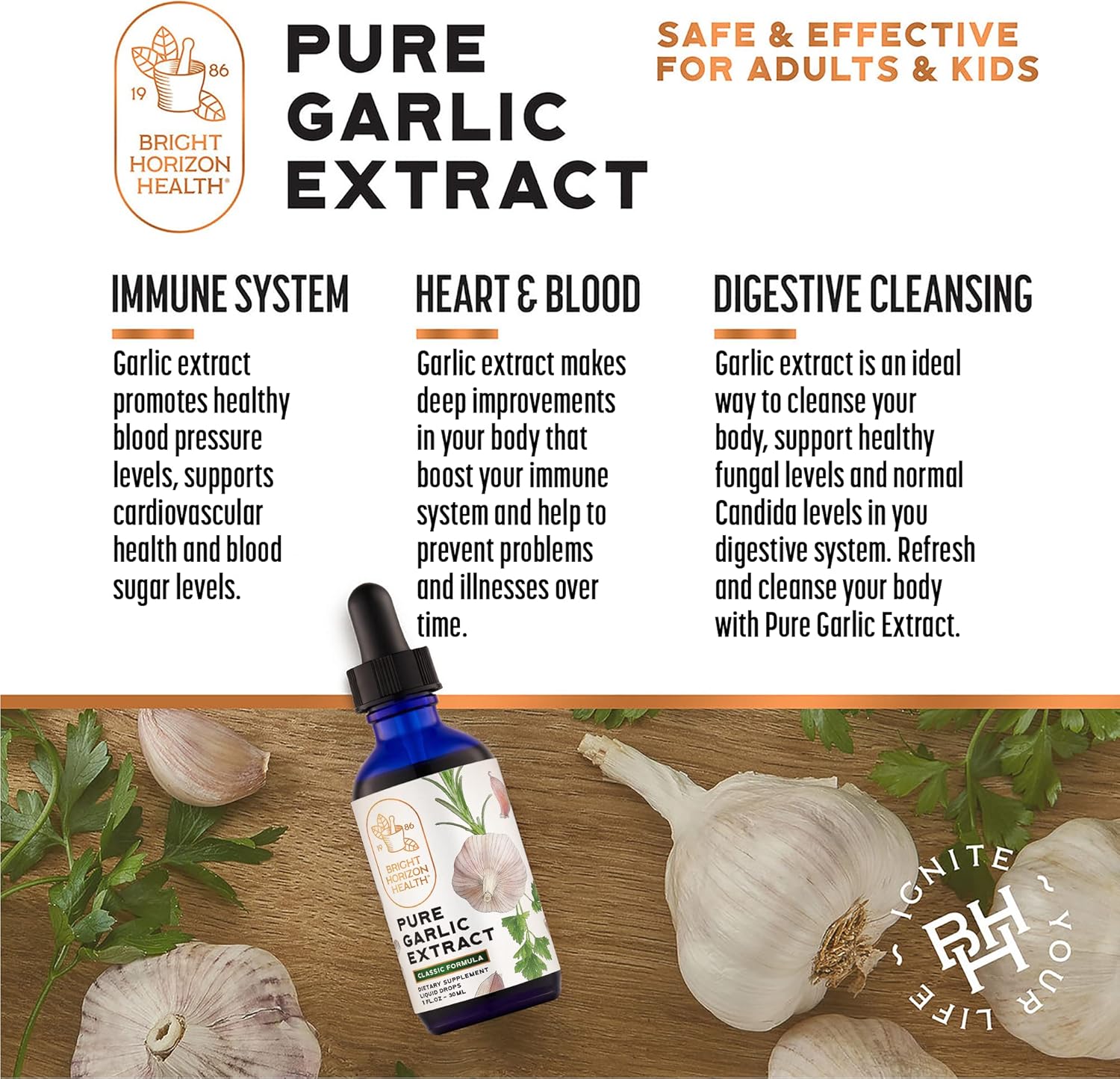 Organic Raw Garlic Extract Liquid Supplement with Allicin for Immune Support - 1 fl oz Vegan Friendly Formula