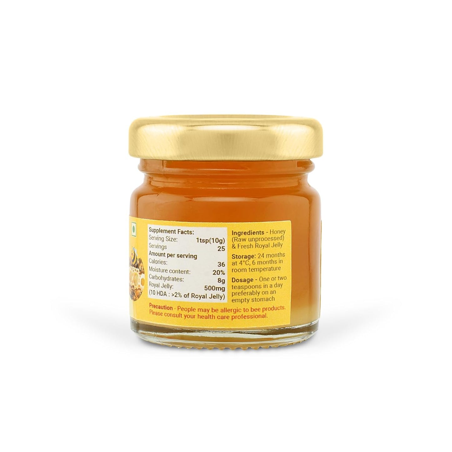 Organic Raw Honey with Royal Jelly Supplement - 50g for Energy, Immunity, Hormonal Balance & Skin - Natural Nutrient Boost