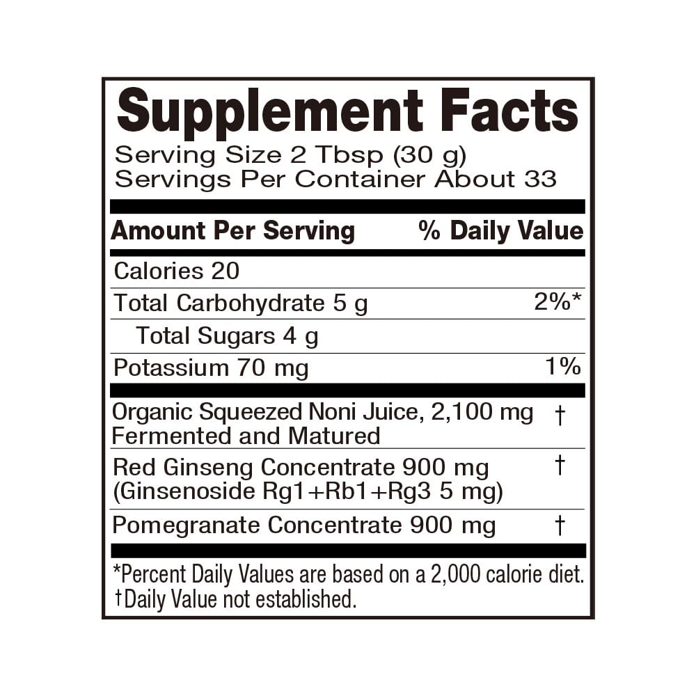 Organic Red Ginseng Fermented Noni Juice - 33.8 fl oz (1L) - All Bio Java by ALLBIO