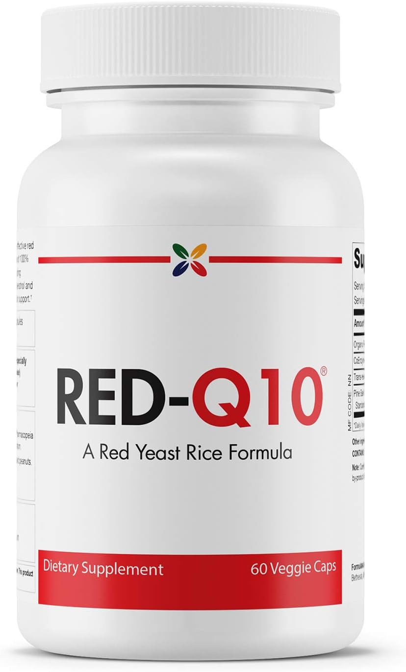 Organic RED-Q10 Red Yeast Rice with CoQ10 - Anti-Aging Formula - 60 Veggie Capsules