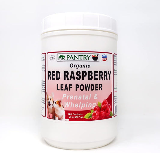 Organic Red Raspberry Leaf Powder for Dogs and Cats - Natural Remedy for Whelping Issues and False Pregnancy Prevention (20 oz)