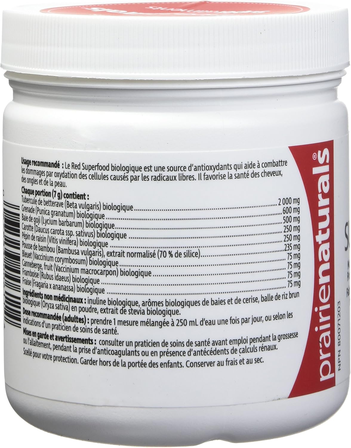 Organic Red Superfood Powder by Prairie Naturals - 7.4 Ounce