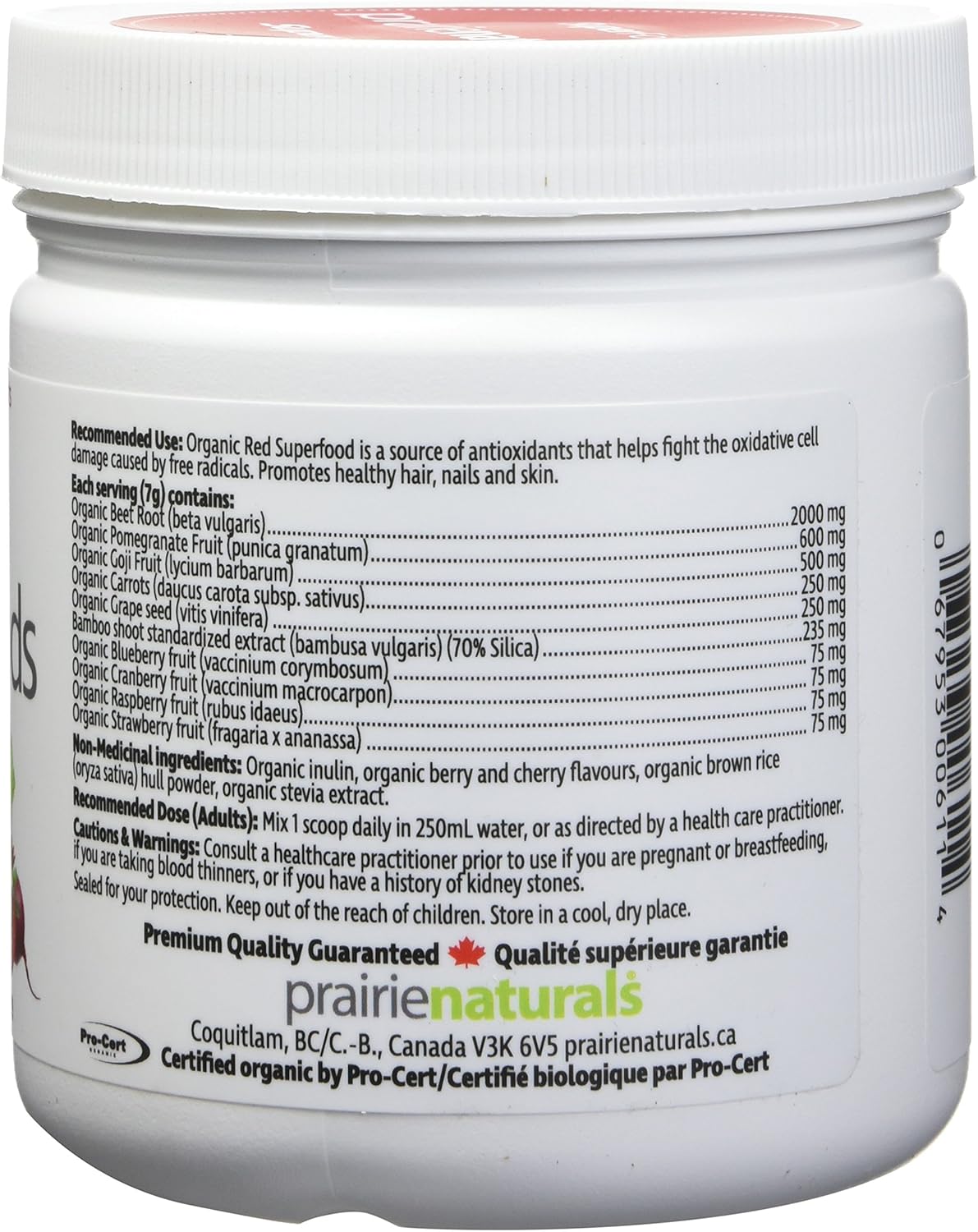 Organic Red Superfood Powder by Prairie Naturals - 7.4 Ounce
