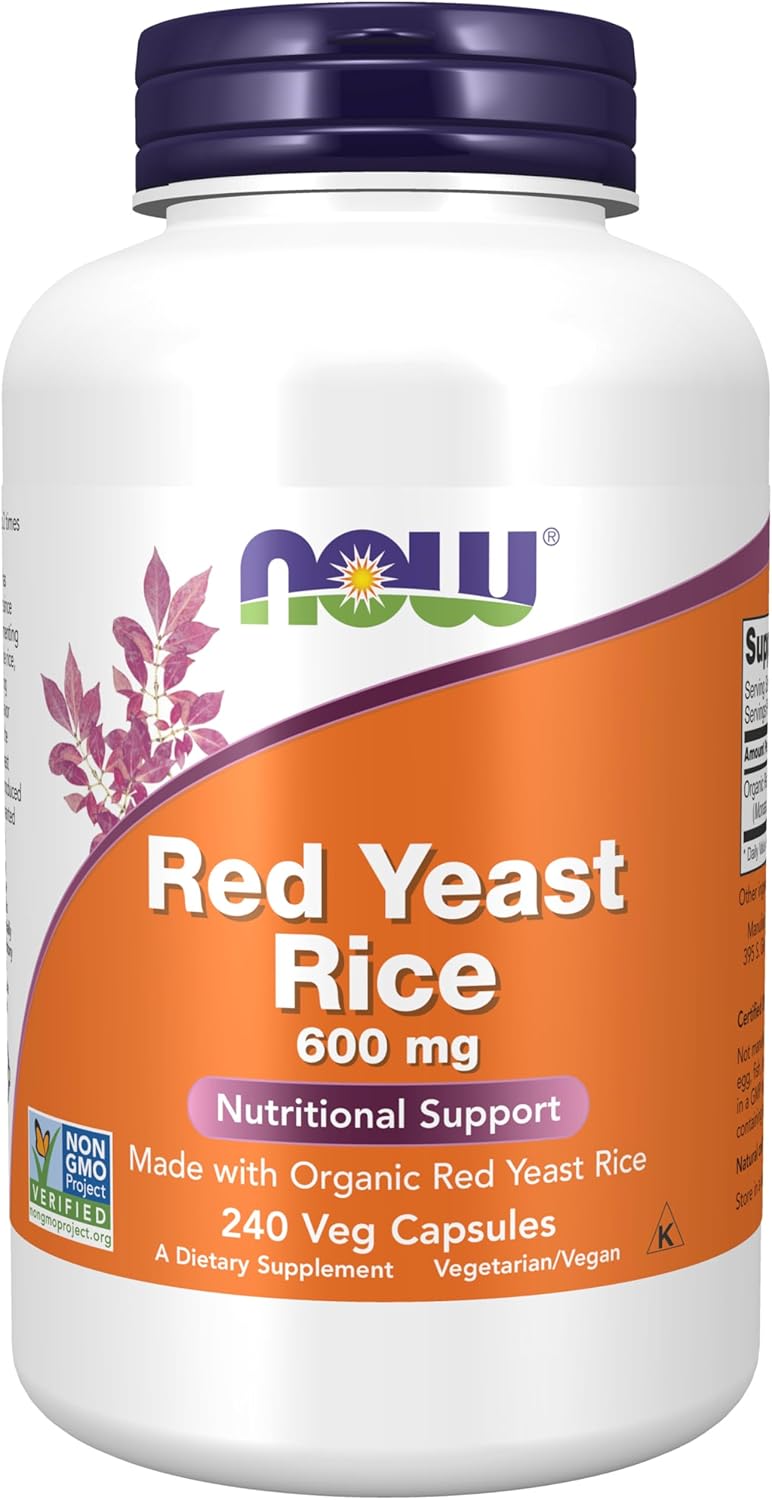 Organic Red Yeast Rice Supplements 600mg, 240 Veg Capsules by NOW Foods