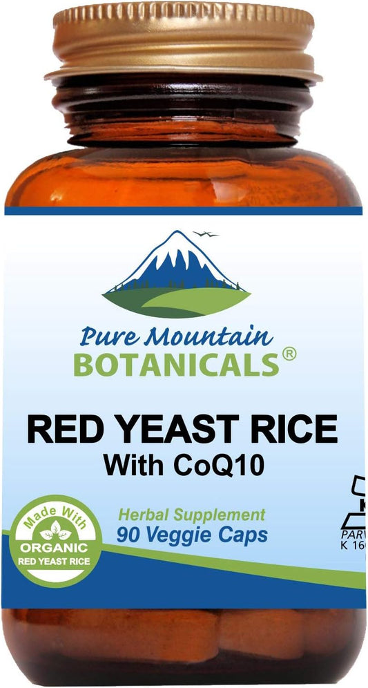 Organic Red Yeast Rice with CoQ10 600mg Capsules - 90 Kosher Vegan Capsules