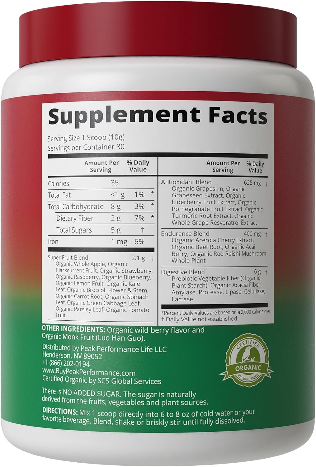 Organic Reds Superfood Powder with 25+ All Natural Ingredients for Peak Performance and Energy Boost