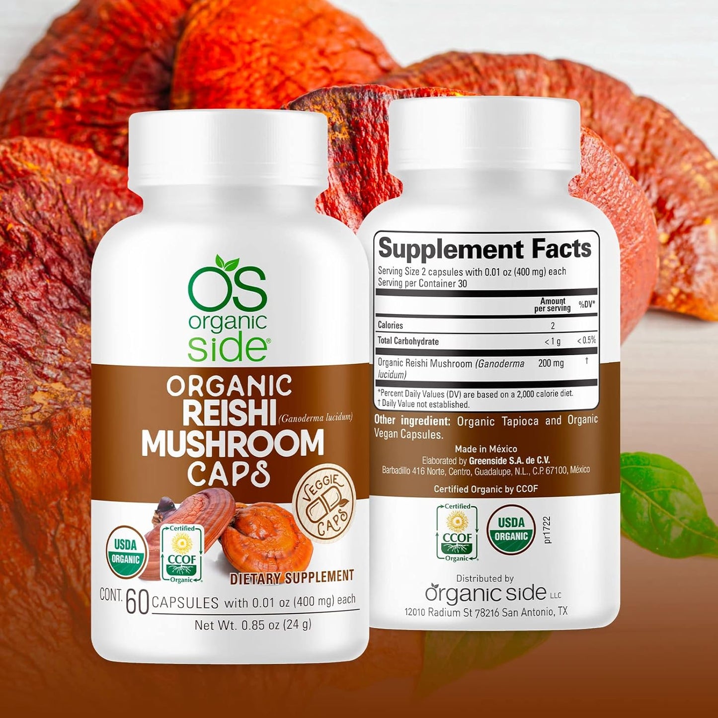 Organic Reishi Mushroom Capsules | 60 Vegan Adaptogen Capsules for Immune Support & Stress Relief | USDA Certified, Non-GMO, Natural Wellness Supplement
