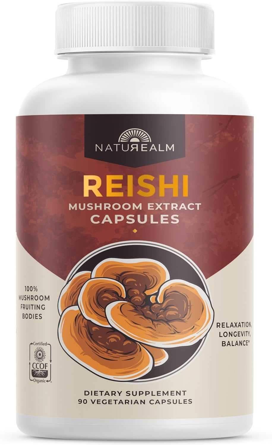 Organic Reishi Mushroom Capsules for Calmness, Immune Support & Sleep - Vegan and Non-GMO Supplement, 30-Day Supply