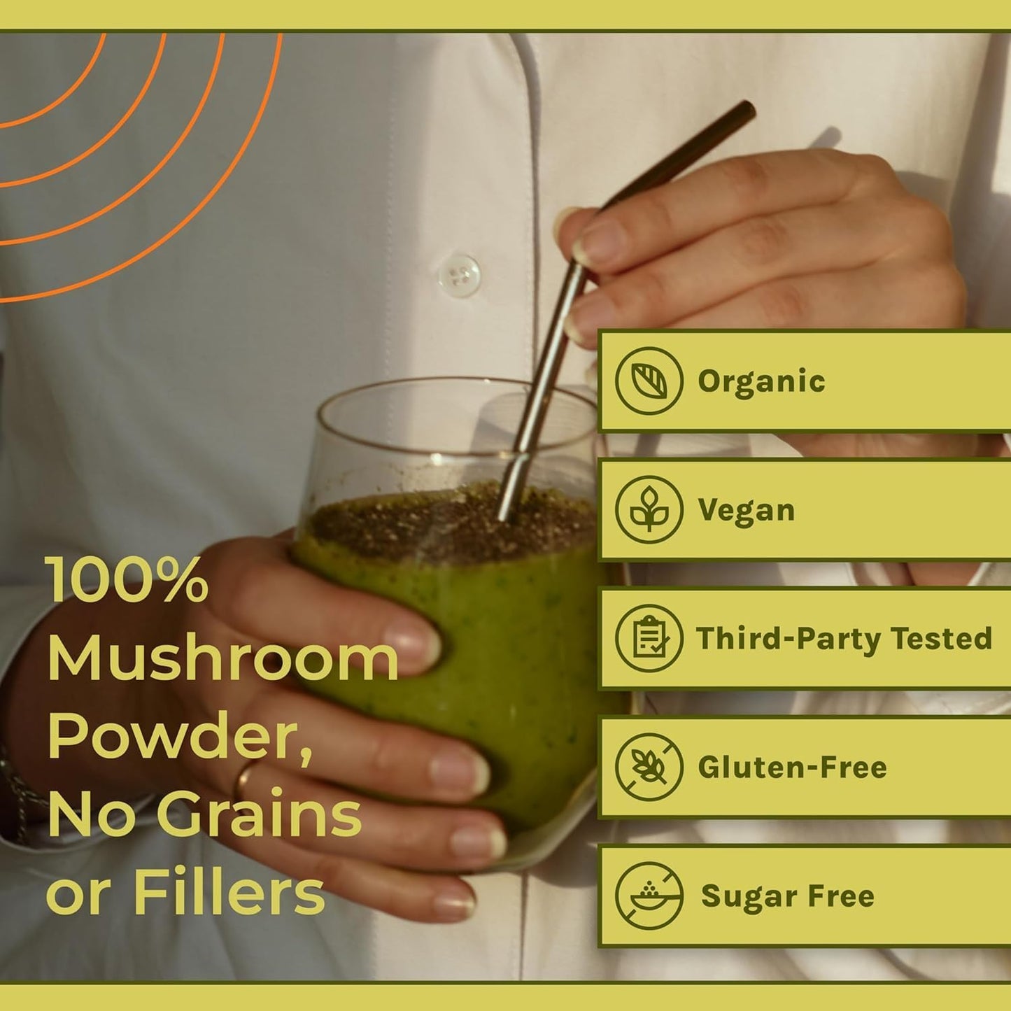 Organic Reishi Mushroom Capsules for Calmness, Immune Support & Sleep - Vegan and Non-GMO Supplement, 30-Day Supply