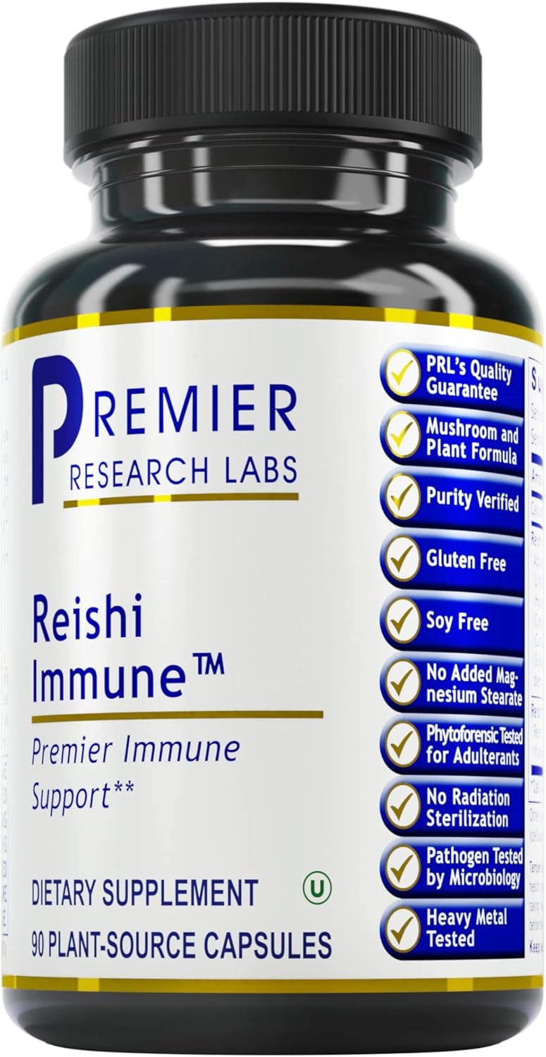 Organic Reishi Mushroom Capsules with Red Algae, Turmeric, and Milk Thistle - 90 Vegan Capsules for Immune Support