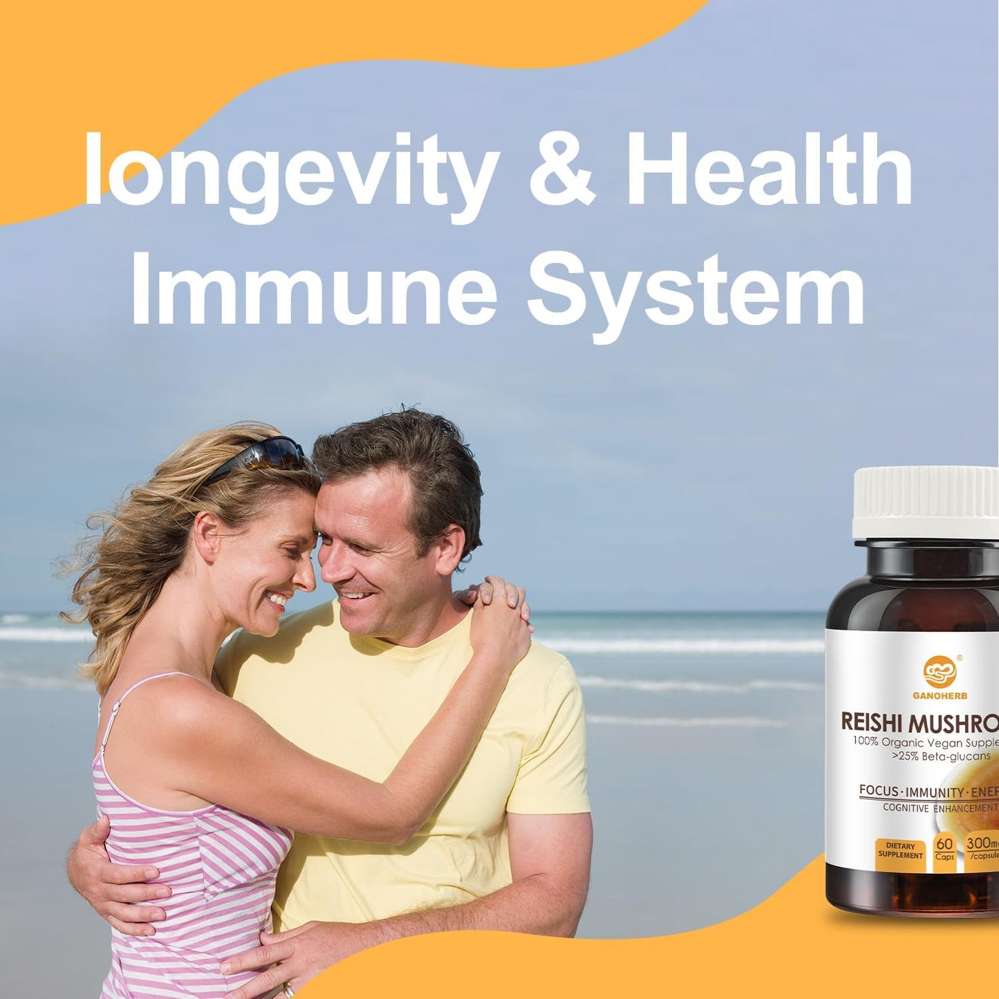 Organic Reishi Mushroom Capsules with Superfood Extracts for Longevity and Immune Health