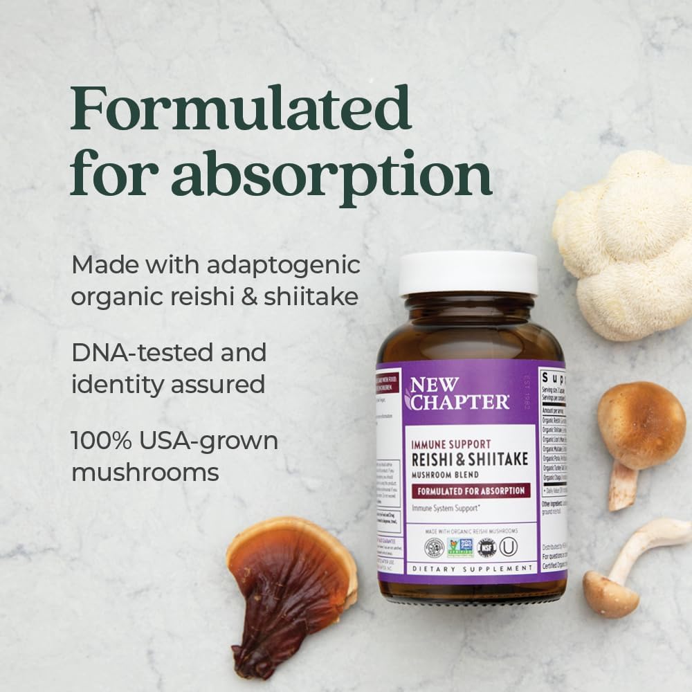 Organic Reishi Mushroom Immune Support Supplement - Vegan, Non-GMO Nootropic Formula - 60 ct