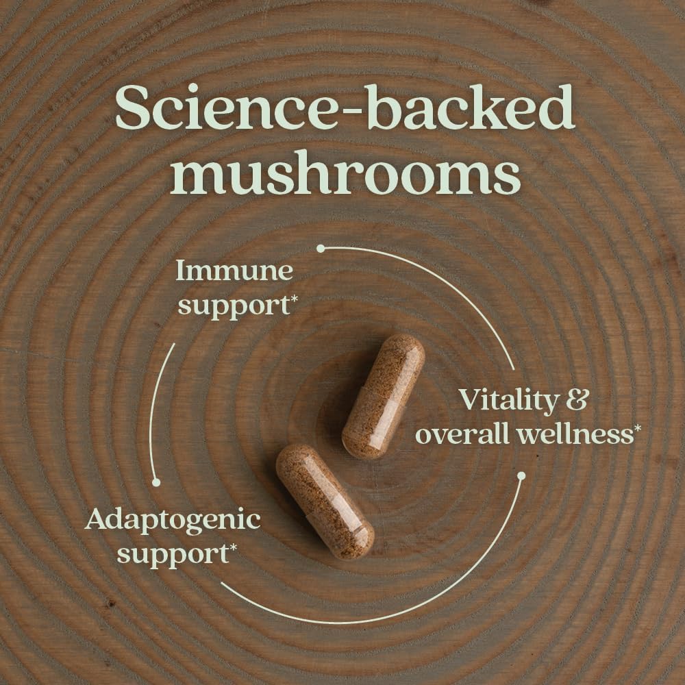 Organic Reishi Mushroom Immune Support Supplement - Vegan, Non-GMO Nootropic Formula - 60 ct