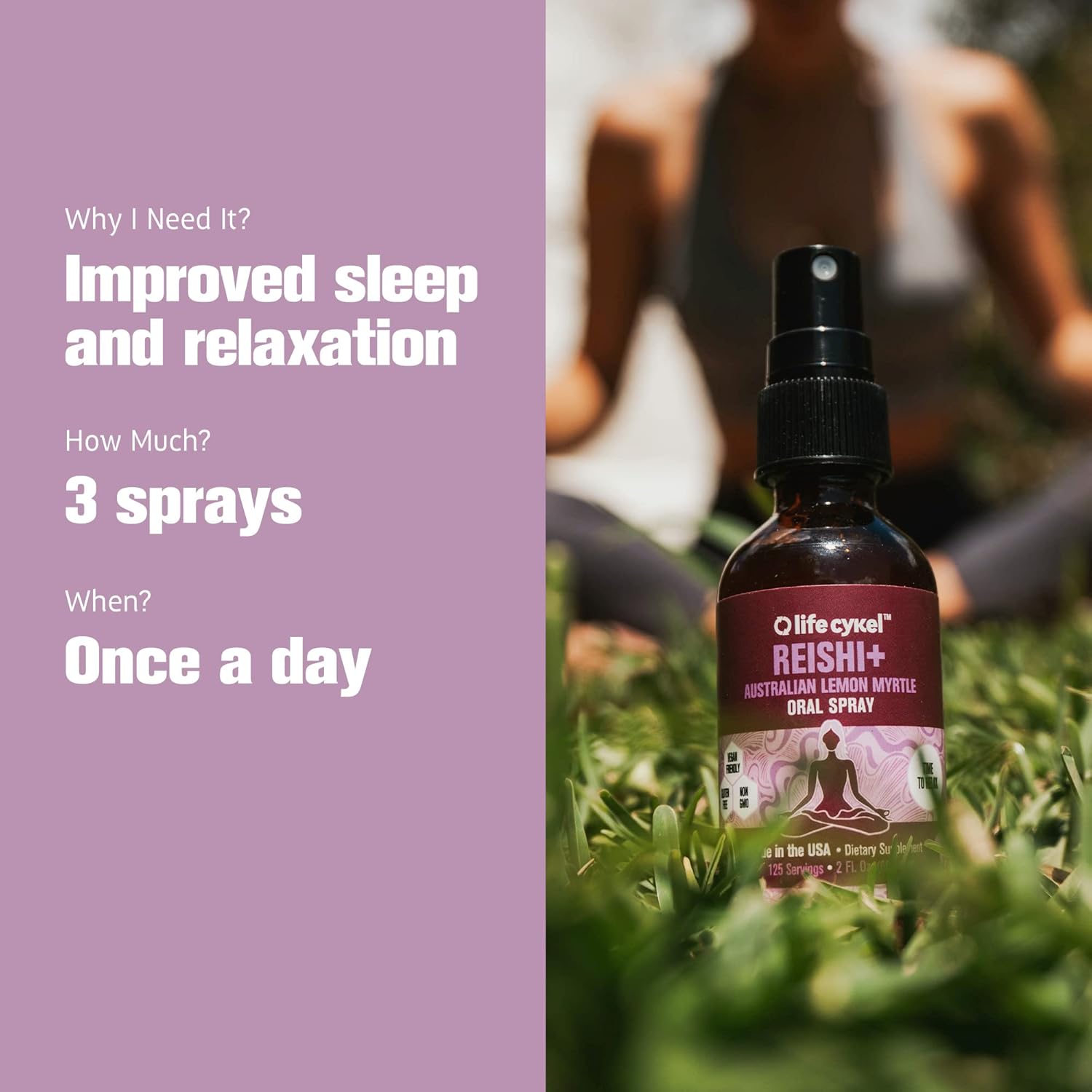 Organic Reishi Mushroom Oral Spray with Lemon Myrtle for Sleep and Immune Support - Antioxidants, Vitamin C - Vegan, Non-GMO - 1 oz