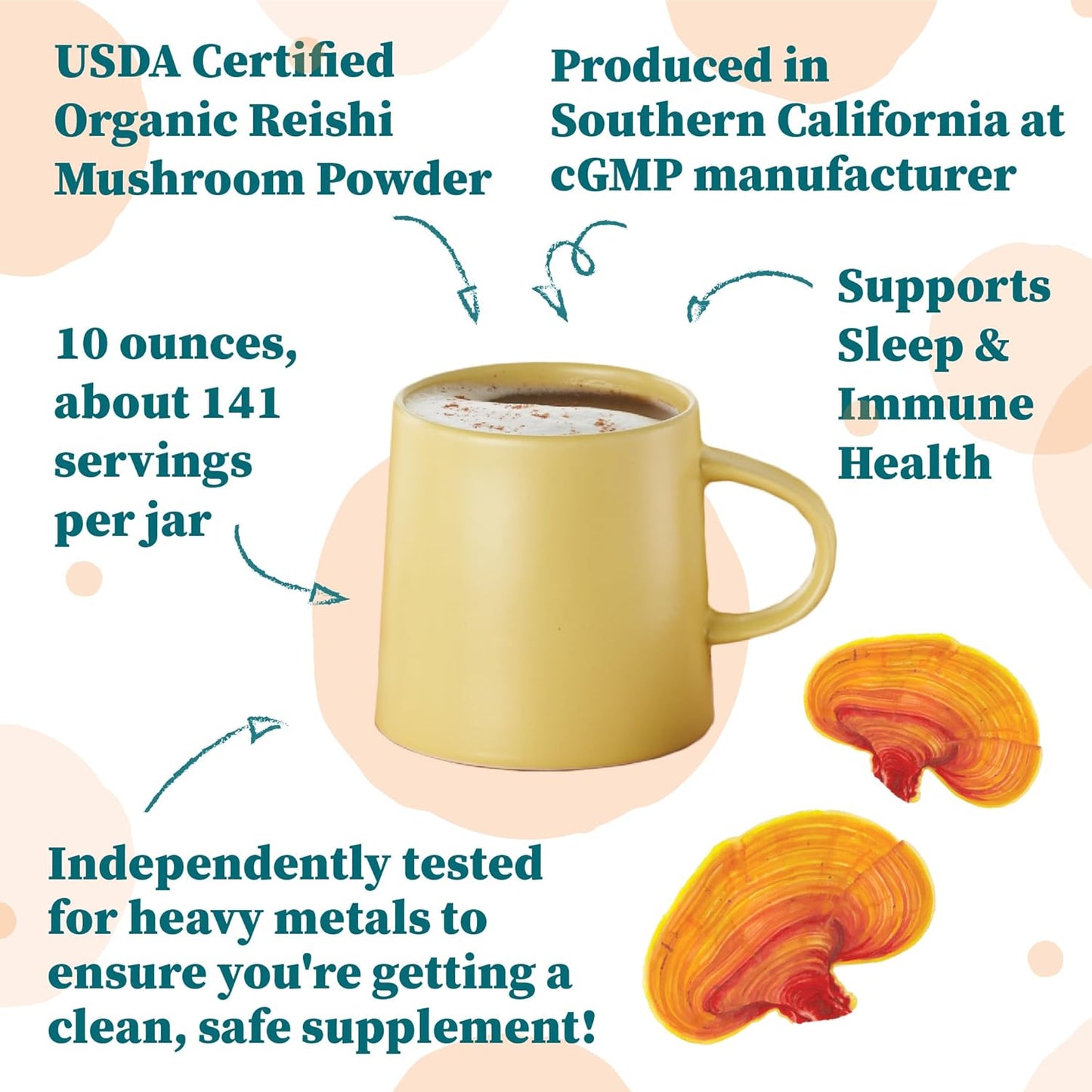 Organic Reishi Mushroom Powder - 10oz, USDA Certified, Non-GMO, Gluten-Free, California Packaged - Ganoderma Lucidum/Lingzhi