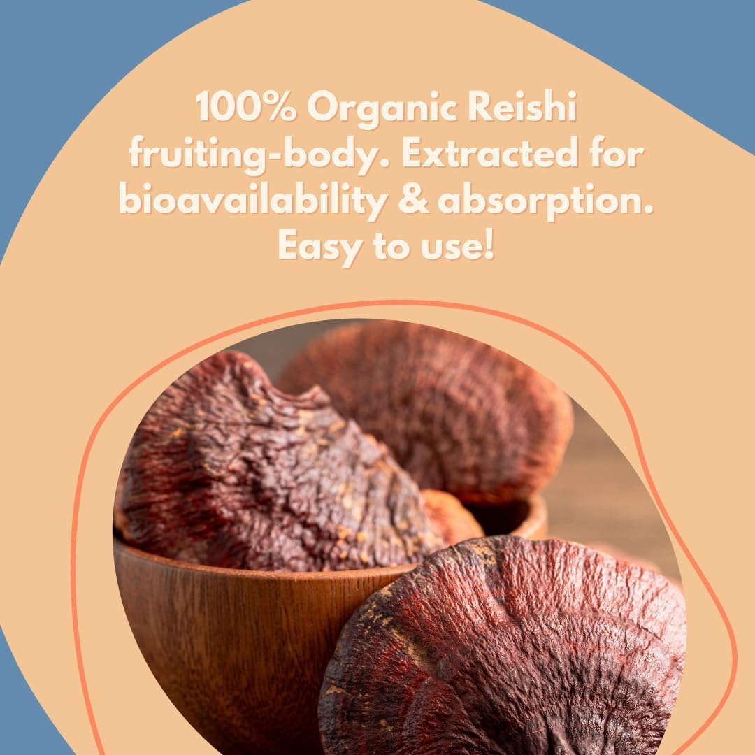 Organic Reishi Mushroom Powder for Immune Support - 100 Servings of Adaptogenic Superfood