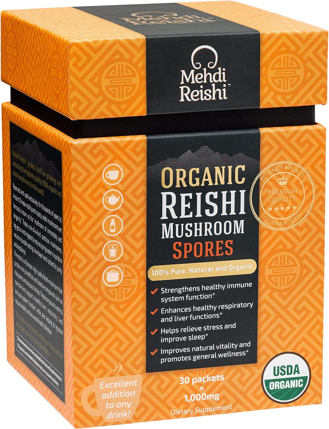 Organic Reishi Mushroom Spores - 100% Pure, Premium, High Potency Triterpenes - 30 Servings (30g)