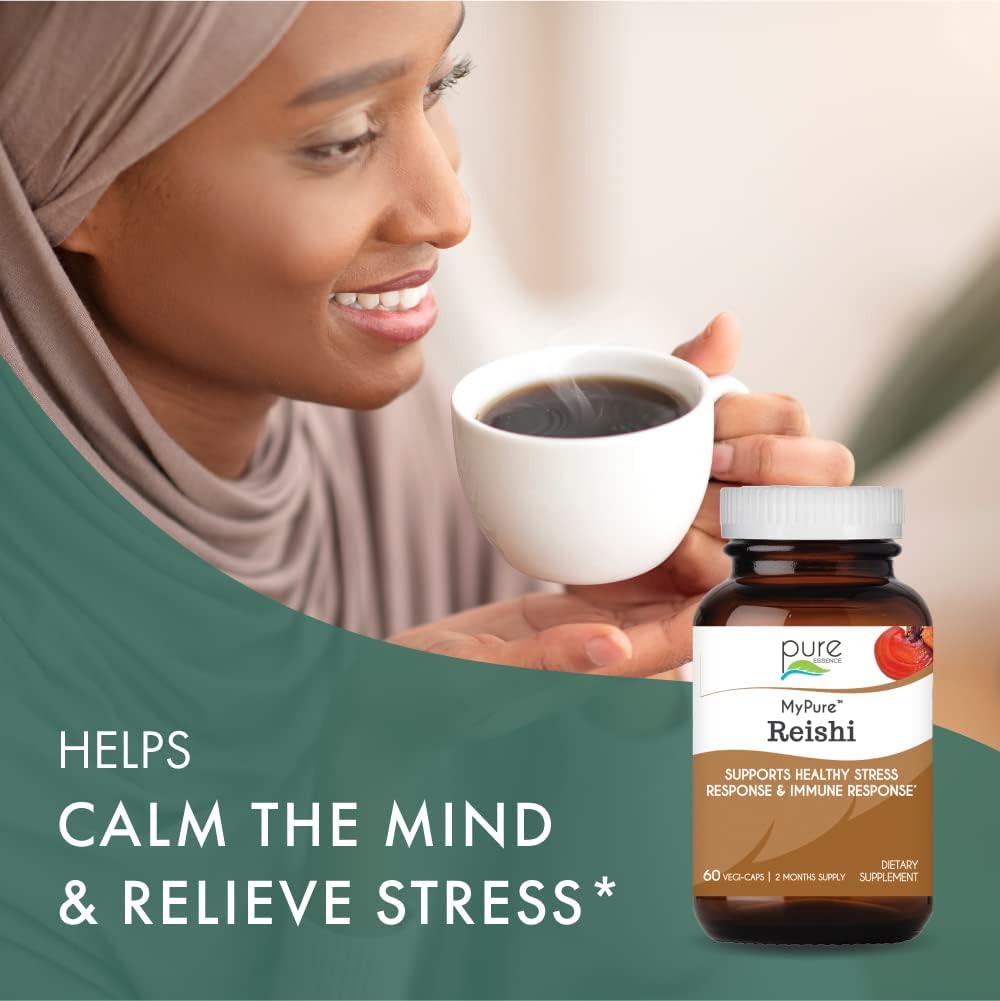 Organic Reishi Mushroom Supplement - Immune Support, Stress Relief, Energy Boost - 30 Capsules - Pure Essence Labs