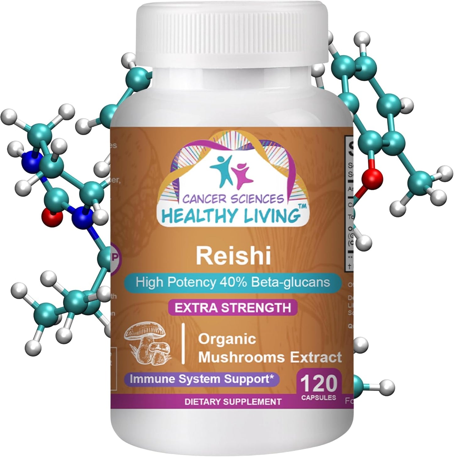 Organic Reishi Mushroom Supplement Capsules - 1,500mg Strength, High Beta-Glucans, Immune Support & Anti-Aging - 120 Caps - Cancer Sciences