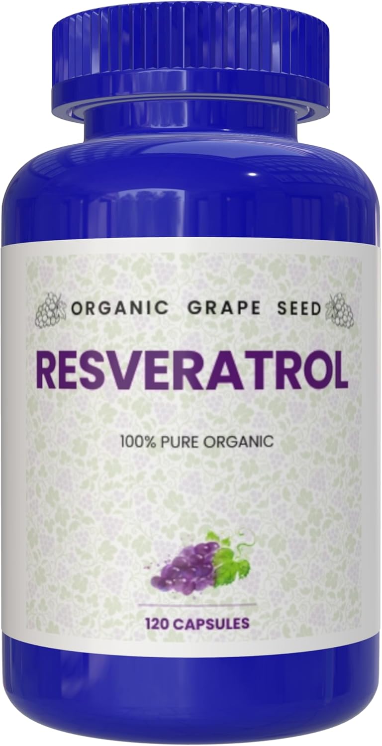 Organic Resveratrol Capsules - Antioxidants & Trans-Resveratrol for Anti-Aging, Cardiovascular Health, Immune Support & Mental Clarity - 120 Capsules