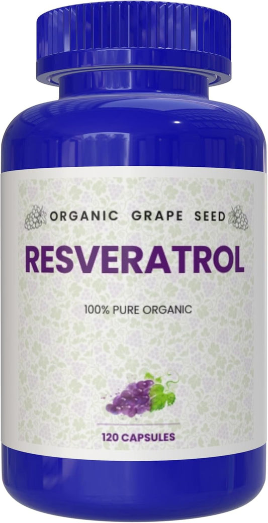 Organic Resveratrol Capsules - Antioxidants & Trans-Resveratrol for Anti-Aging, Cardiovascular Health, Immune Support & Mental Clarity - 120 Capsules