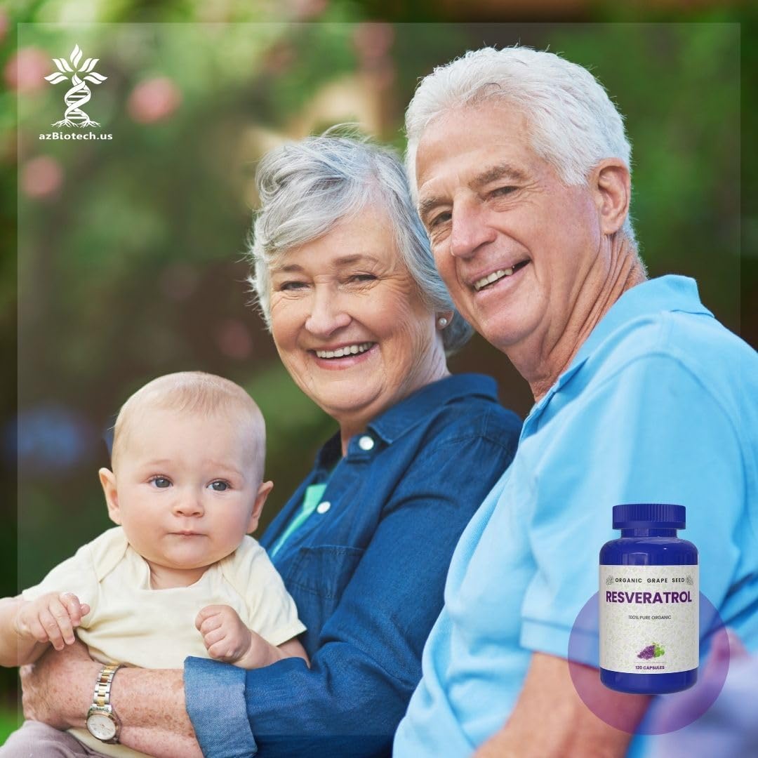 Organic Resveratrol Capsules - Antioxidants & Trans-Resveratrol for Anti-Aging, Cardiovascular Health, Immune Support & Mental Clarity - 120 Capsules