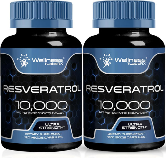 Organic Resveratrol Capsules 1000mg - Heart & Brain Health Support - Anti-Aging Supplement - Vegan & Non-GMO - 480 Count