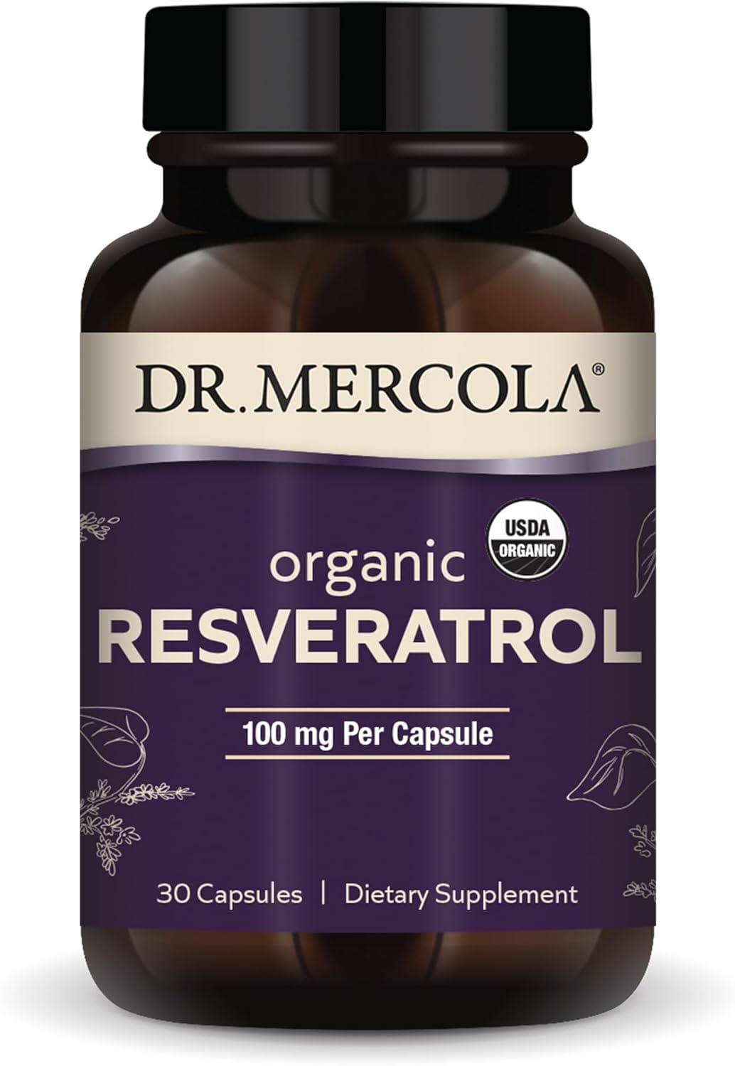 Organic Resveratrol Dietary Supplement, 100mg Capsules - 30 Servings, Non GMO, Gluten Free, Soy Free - USDA Organic by Dr. Mercola