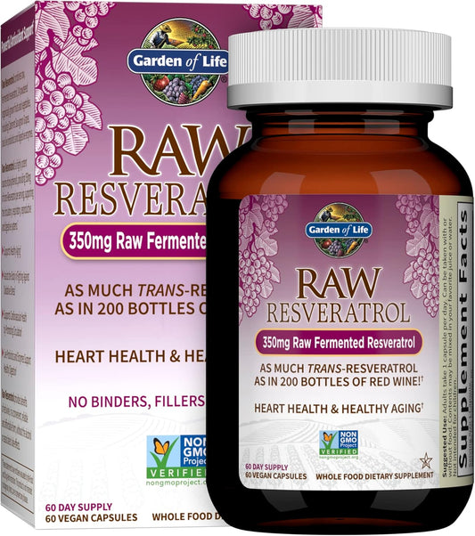 Organic Resveratrol Heart Health Supplement - Whole Food Antioxidant Formula, 60 Capsules