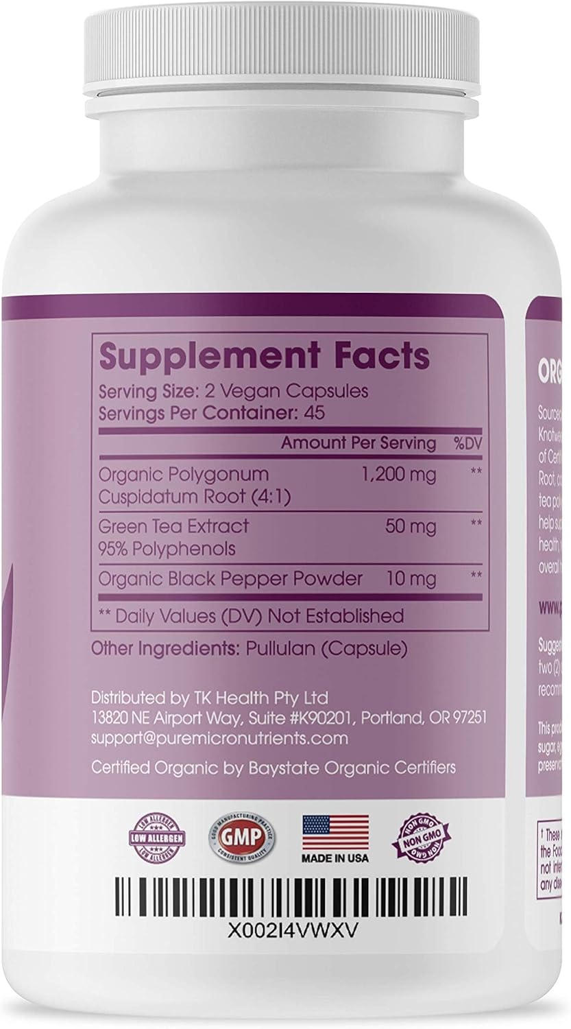 Organic Resveratrol Supplement - 1200mg Per Serving - Anti Aging & Immune Support - 90 Vegan Capsules - Extra Strength Formula with Green Tea Leaf & Black Pepper