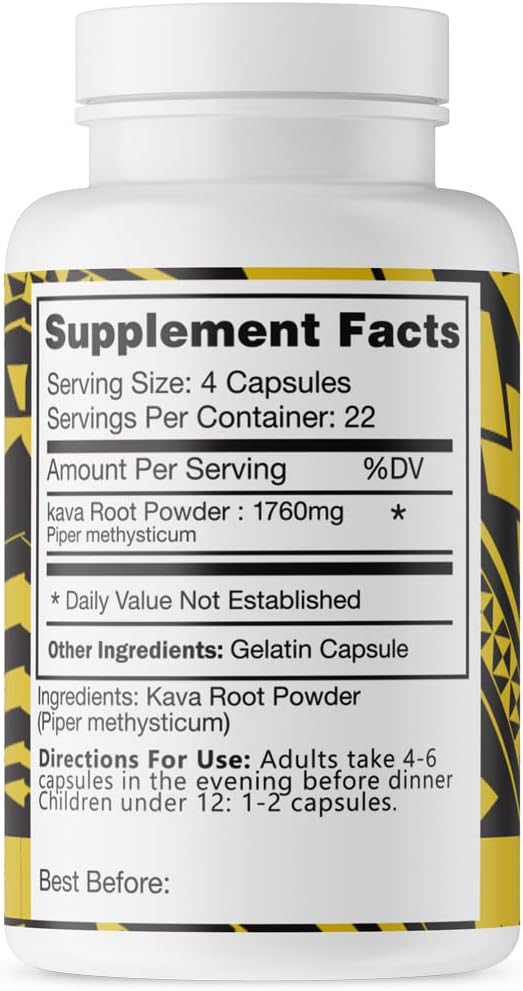 Organic Royal Fiji Kava Capsules - Pure Noble Kava Extract 1760mg, Highest Grade Fijian Kava for Relaxation & Mood Support - 100 Servings