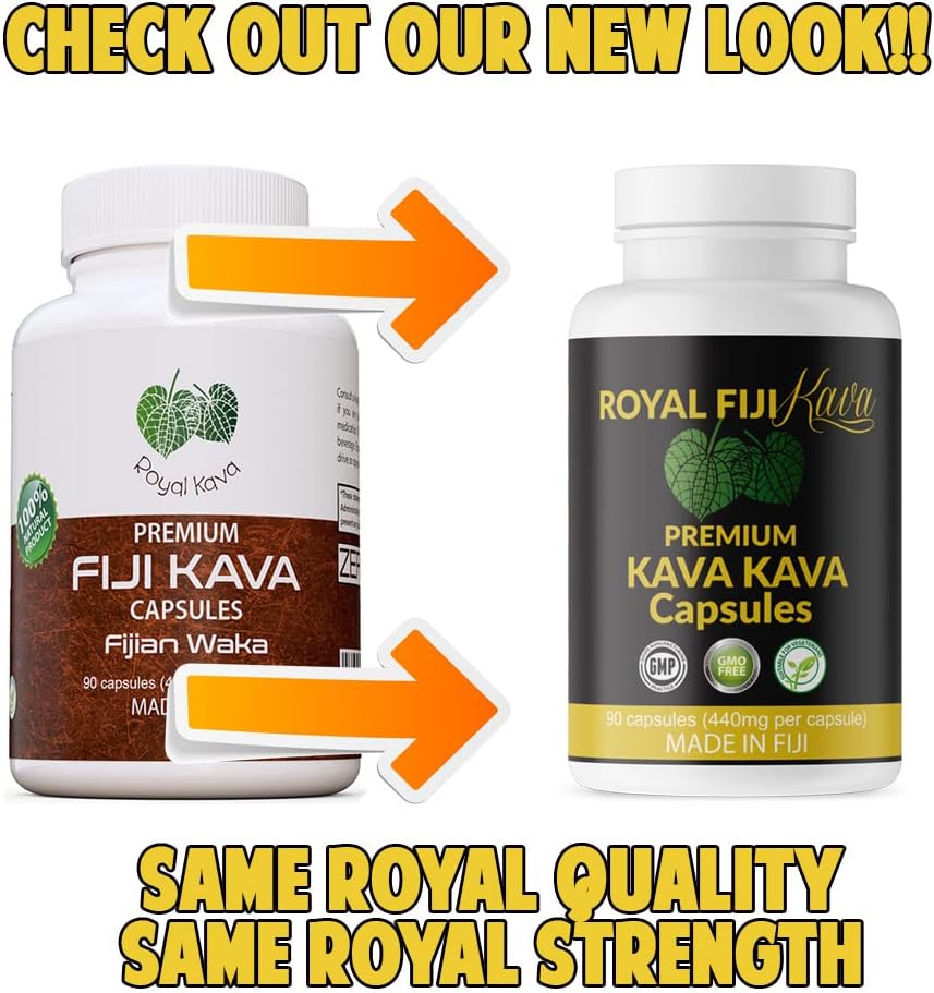 Organic Royal Fiji Kava Capsules - Pure Noble Kava Extract 1760mg, Highest Grade Fijian Kava for Relaxation & Mood Support - 100 Servings