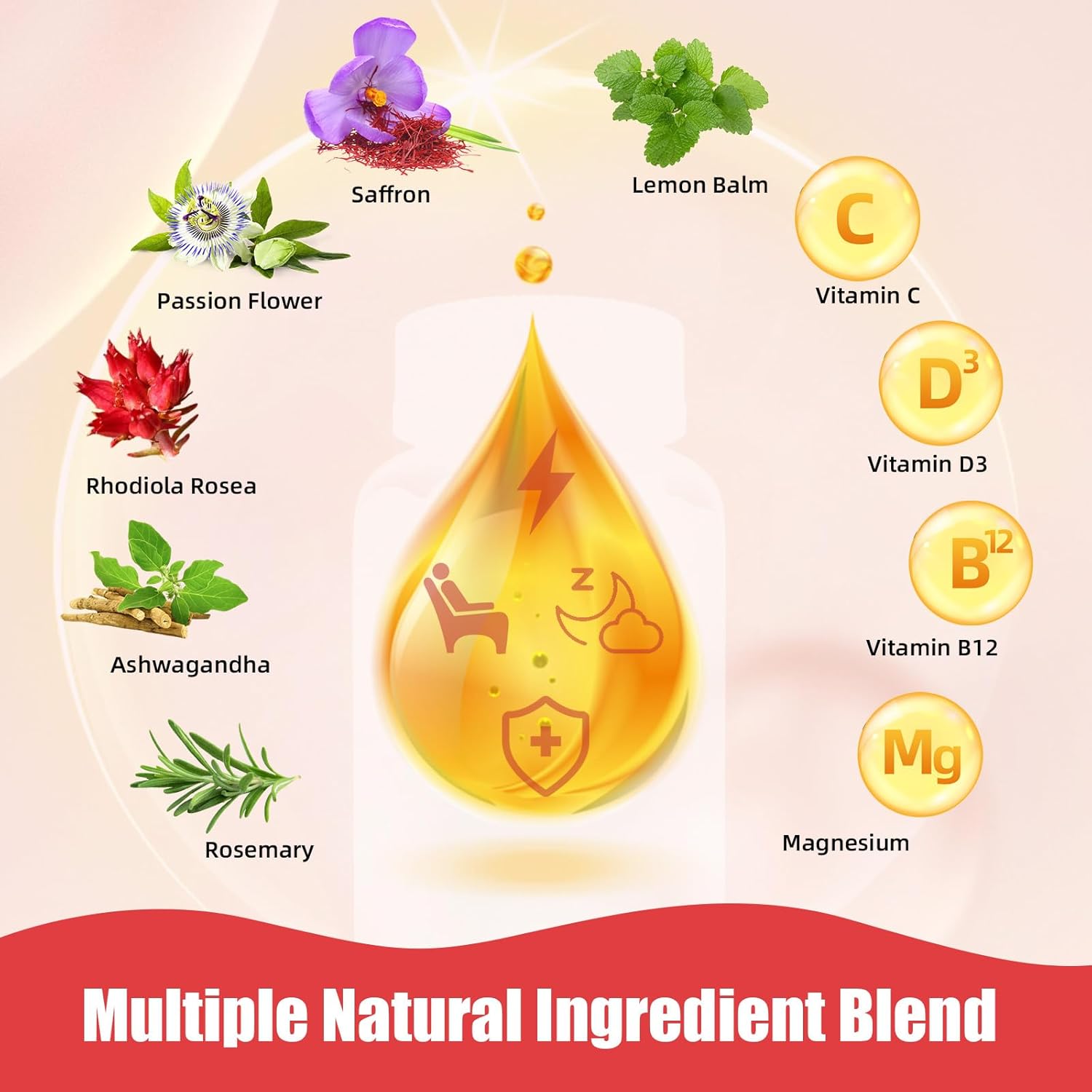 Organic Saffron Gummies for Mood Balance & Sleep Support - Sugar-Free Supplement with Vitamins - Non GMO Strawberry Flavor - 30 Day Supply for Adults & Kids