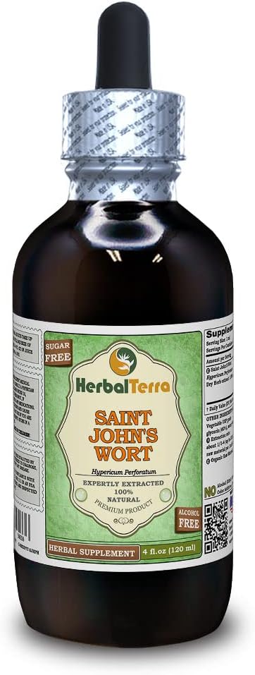 Organic Saint John's Wort Glycerite Liquid Extract by HerbalTerra - Alcohol-Free, Made in USA - 4 fl. oz